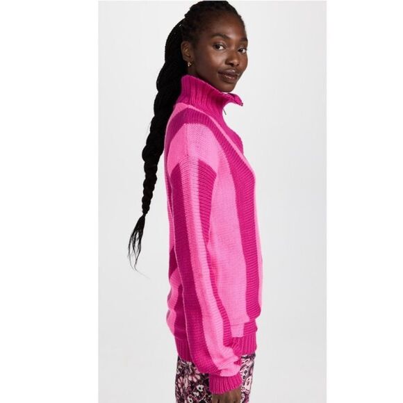 Tach Linette Stripe Sweater Sz L Rust Red Aqua Blue Coastal Grandpa Prep Sporty - Picture 10 of 14